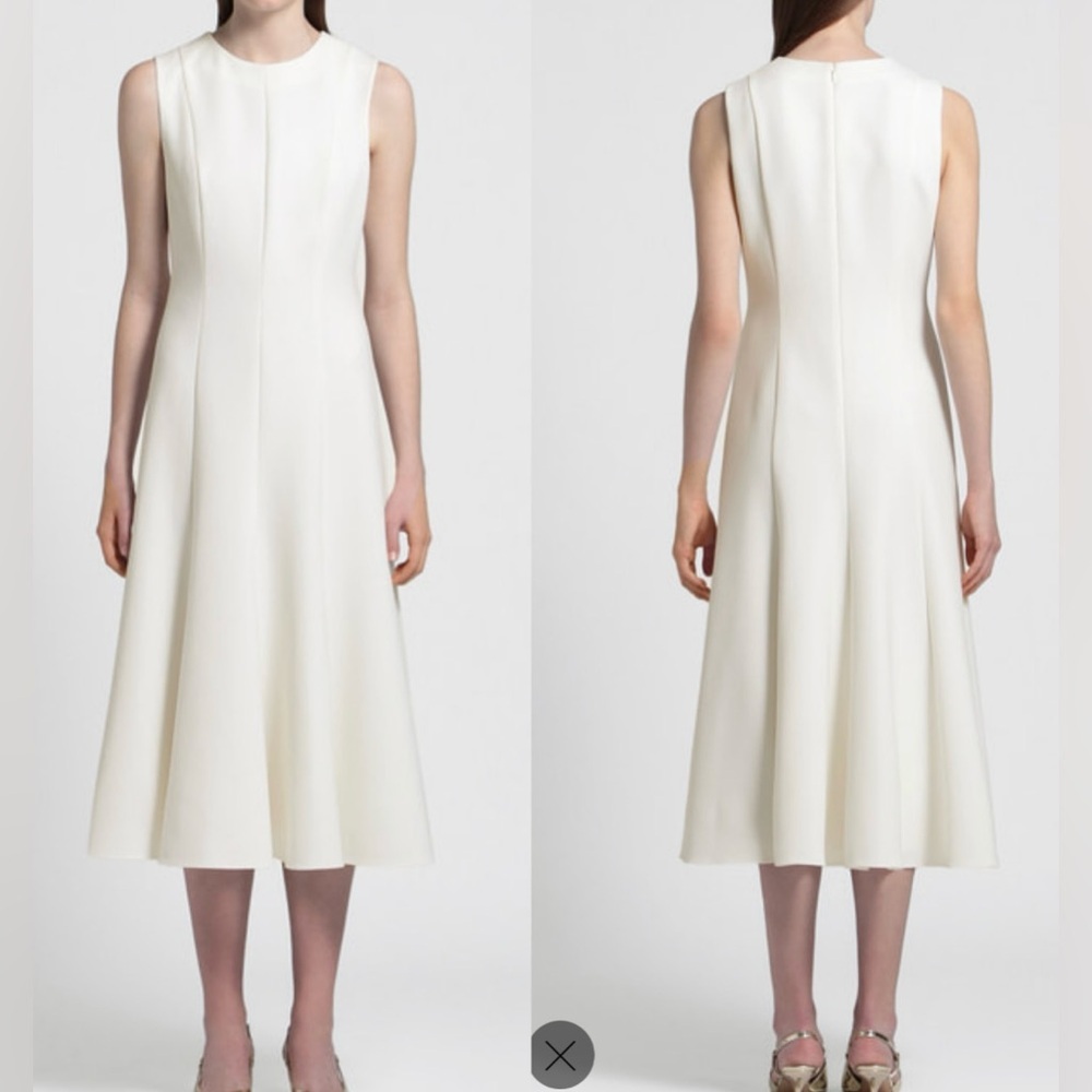NWOT Theory Sleeveless fit and flare Admiral crepe off white midi dress size 2
